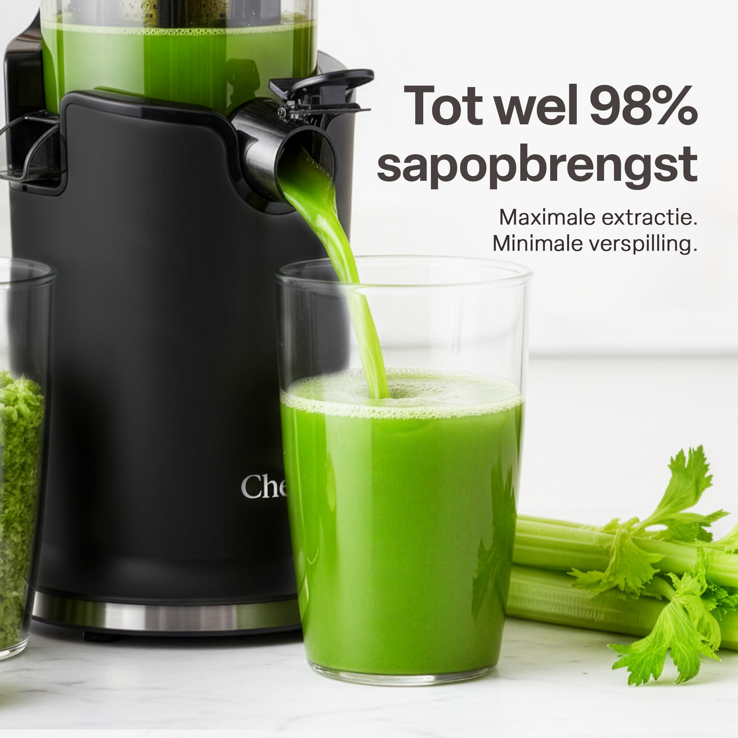 Chefino Slowjuicer – Koude Pers – 9 cm Vultrechter – Stil & Hoog Saprendement
