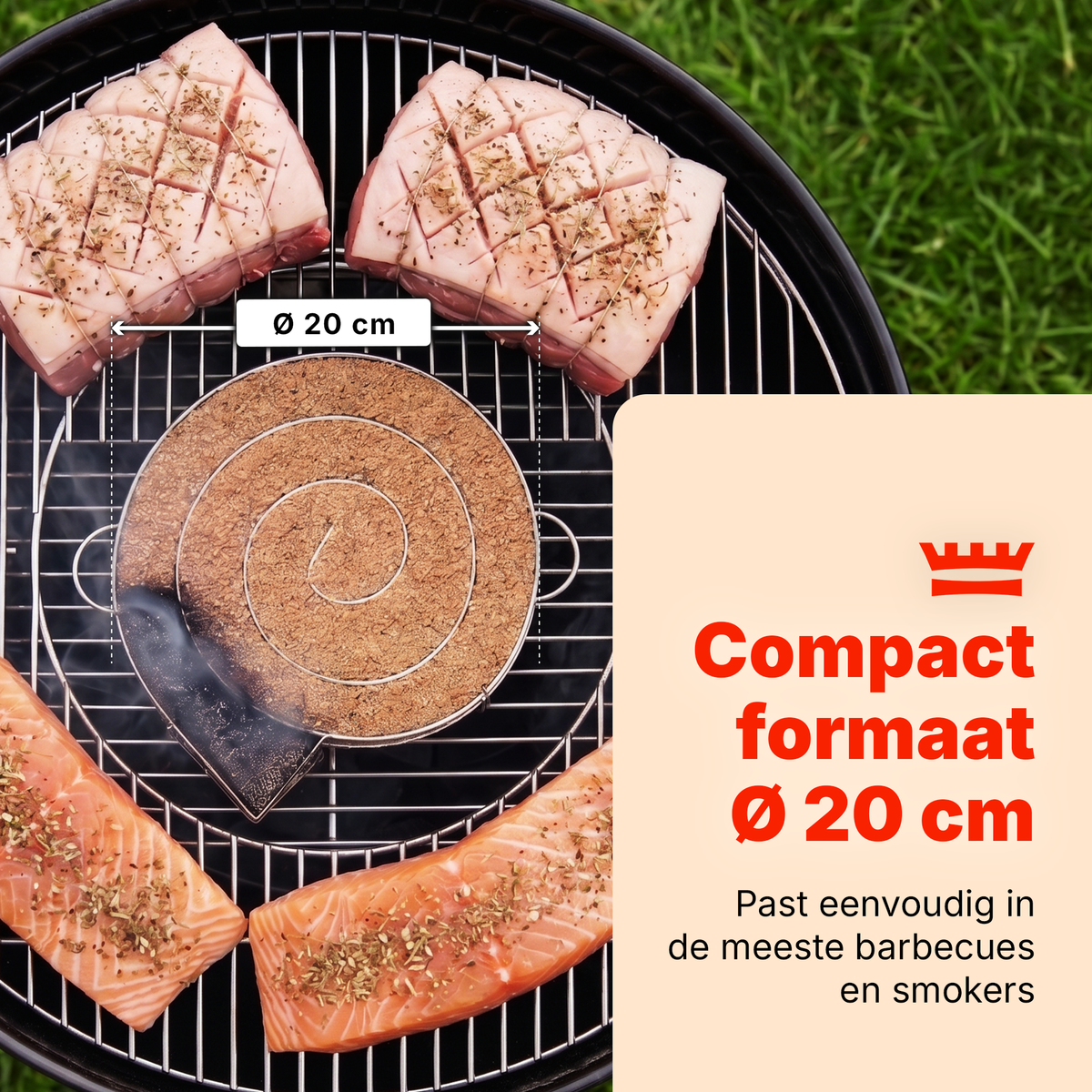 Chefino Rookgenerator Koud Roken – RVS Rookspiraal Ø20 cm – Tot 7 Uur