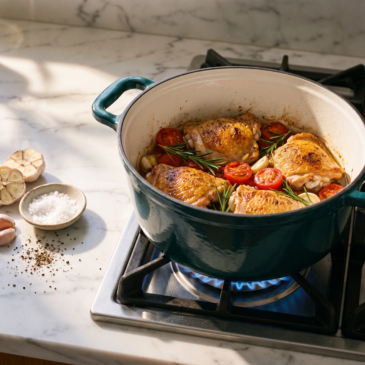 Chefino Gietijzeren Braadpan 24 cm Groen – 4,5 L – Geëmailleerd – Inductie