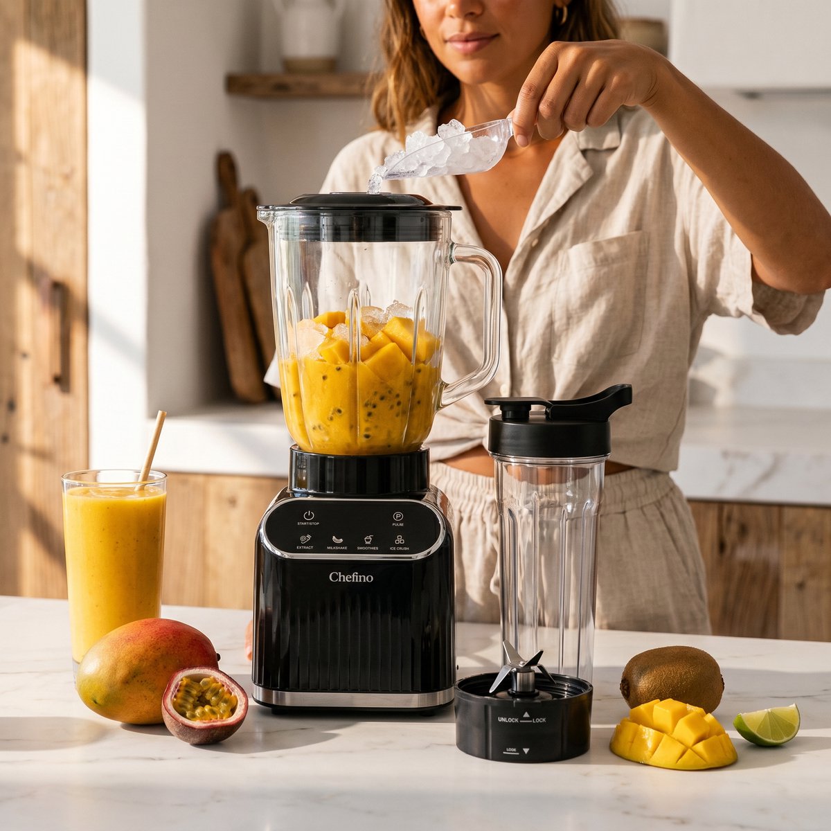 Chefino Blender Beker 700 ml – To Go Beker met Drinkdeksel – BPA-vrij