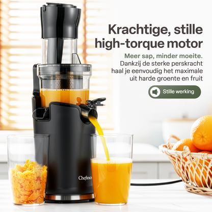 Chefino Slowjuicer – Koude Pers – 9 cm Vultrechter – Stil & Hoog Saprendement