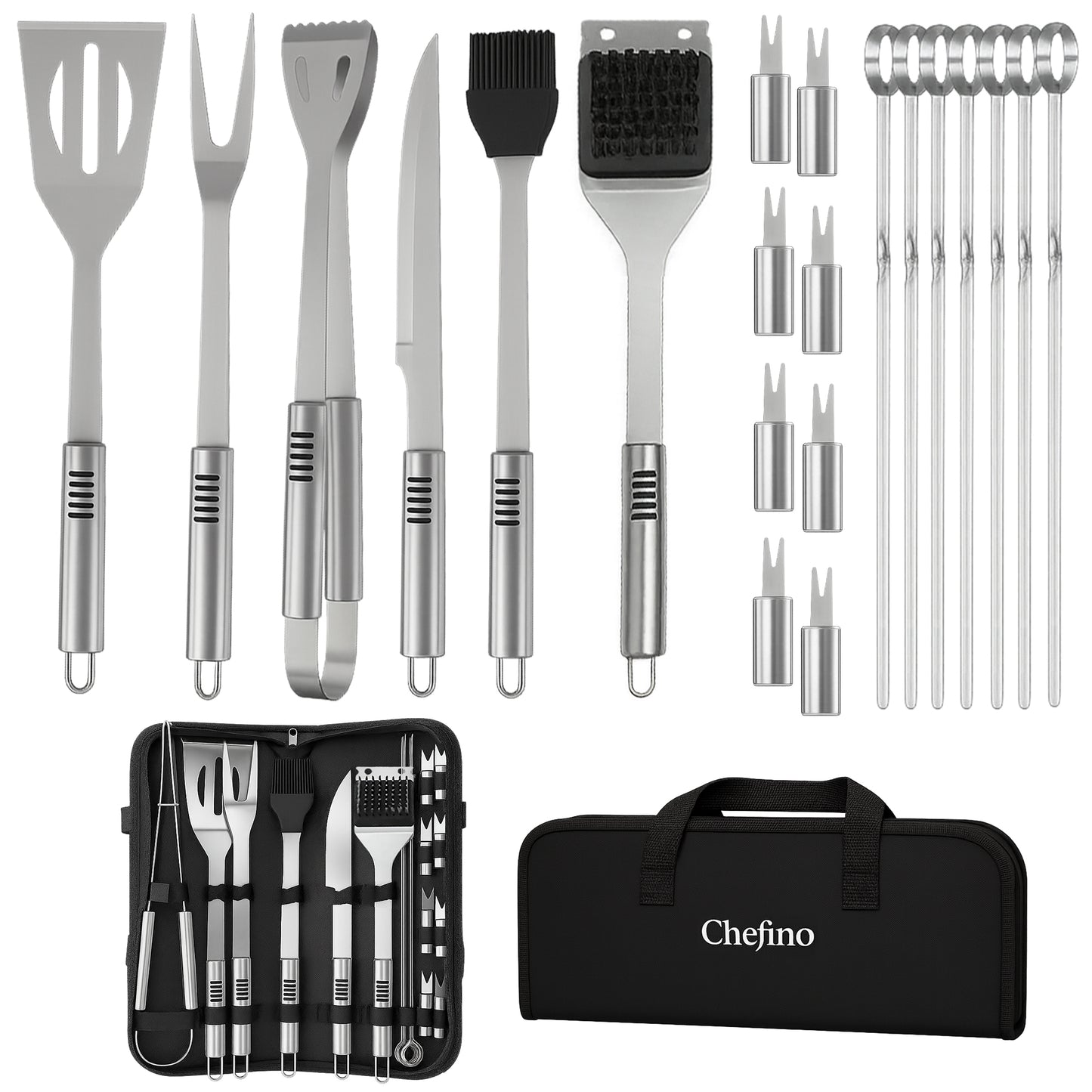 Chefino BBQ Accessoires 21-delig – RVS – Kamado Set