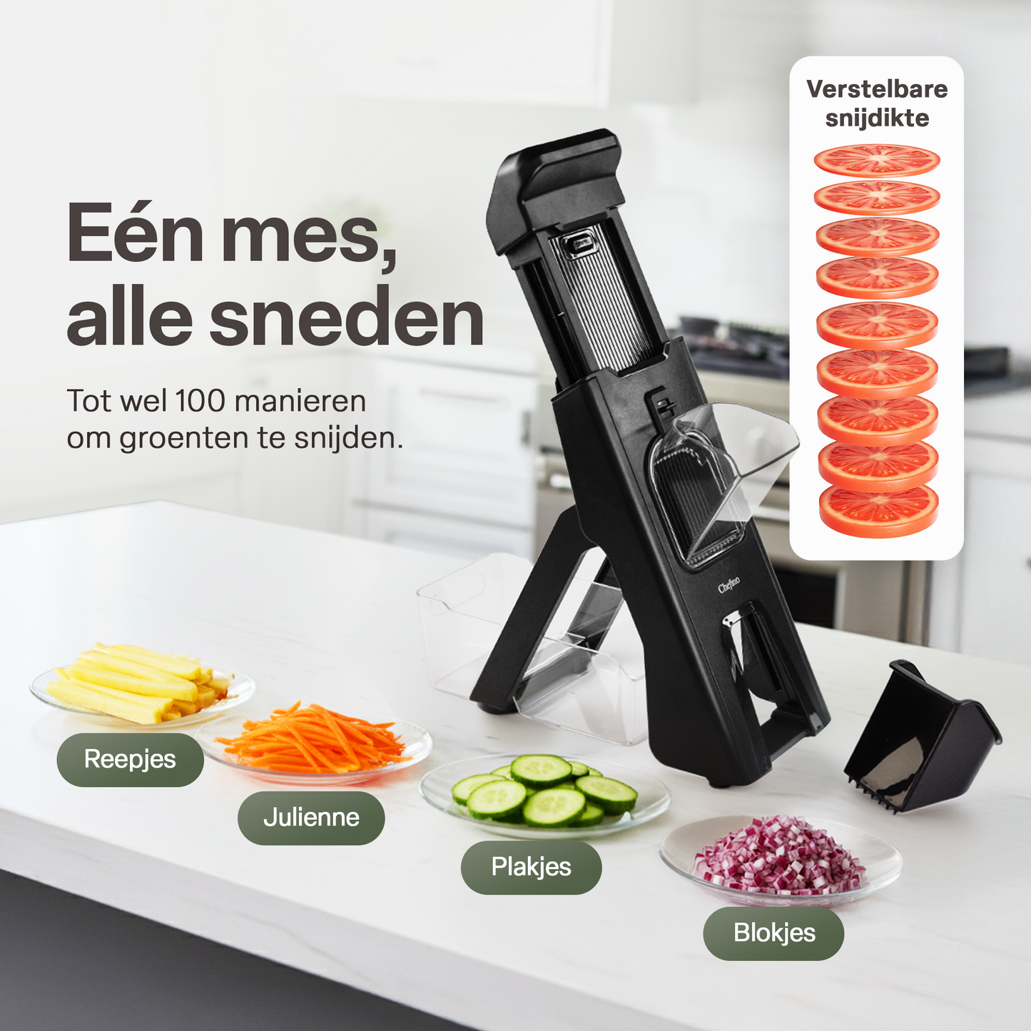 Chefino Taglio Mandoline – Groentesnijder met Opvangbak – Verstelbaar