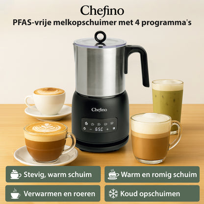 Chefino Melkopschuimer 4-in-1 – RVS – Vaatwasbestendig