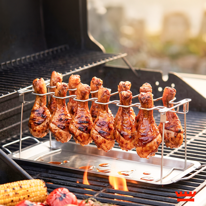 Chefino Kippenpootrek BBQ – 12 Kippenpoten – RVS Lekbak – Opvouwbaar