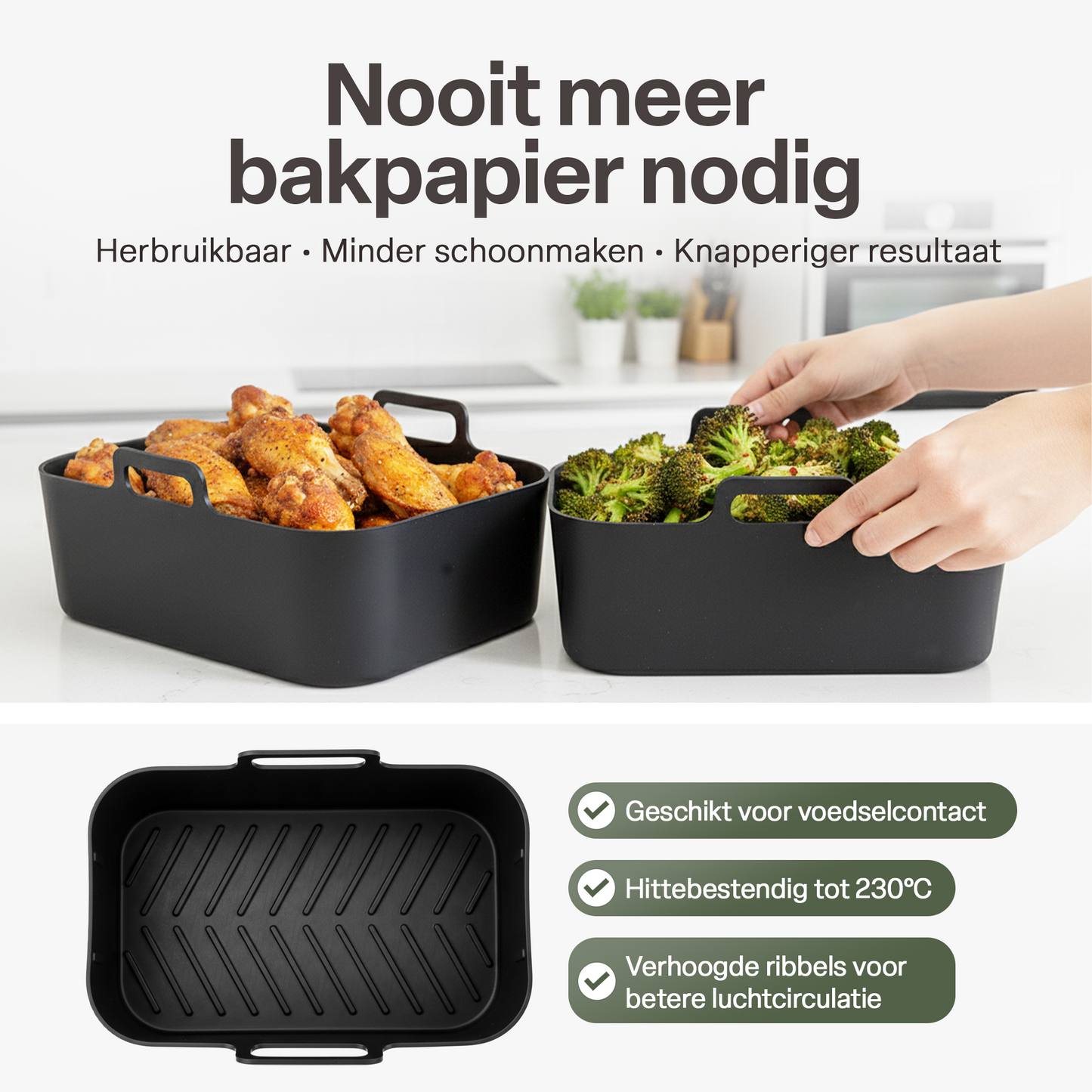 Chefino Airfryer Accessoires Set 10-delig – Dual Zone 7-10L – Siliconen & RVS