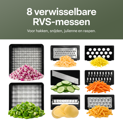 Chefino Squalo Groentesnijder Set – 8 RVS Messen – Met Opvangbak