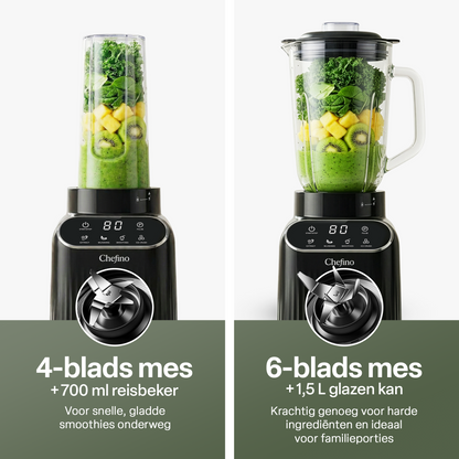 Chefino Blender 1400W – 1,5L Glazen Kan – Smoothie Blender