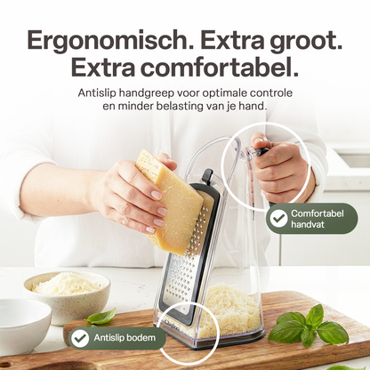 Chefino Fineza Kaasrasp RVS – Met Opvangbak – 3 Raspbladen