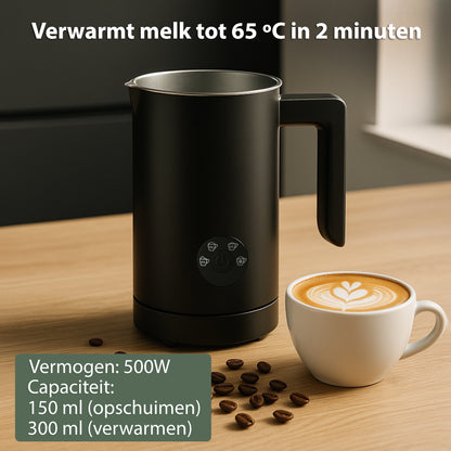 Chefino Melkopschuimer Elektrisch – 4 Programma’s – Zwart