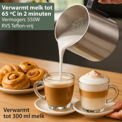 Chefino Melkopschuimer 4-in-1 – RVS – Vaatwasbestendig