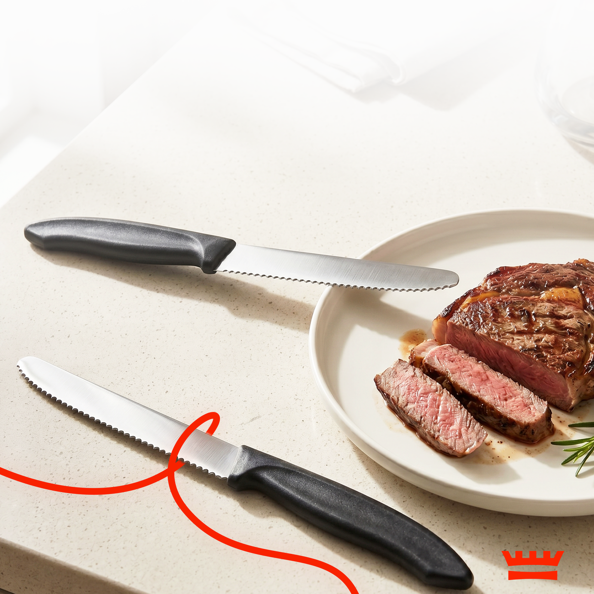 Chefino Tafelmessen Set 6 Stuks – Gekarteld RVS – Steakmessen – Zwart
