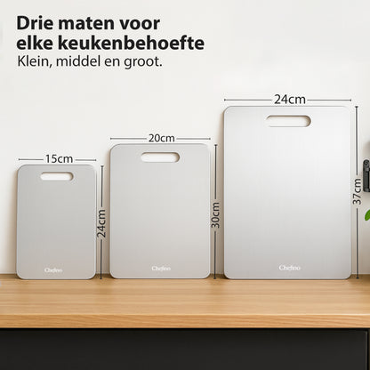 Chefino Titanium Snijplanken Set 3-delig – Antibacterieel & Krasvast