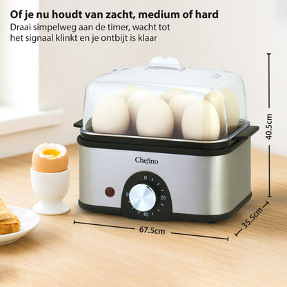 Chefino Eierkoker 8 Eieren – Elektrisch – RVS – Automatische Uitschakeling