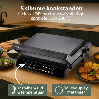 Chefino Contactgrill XL 2000W – PFAS-vrij – Uitneembare Platen – 180°