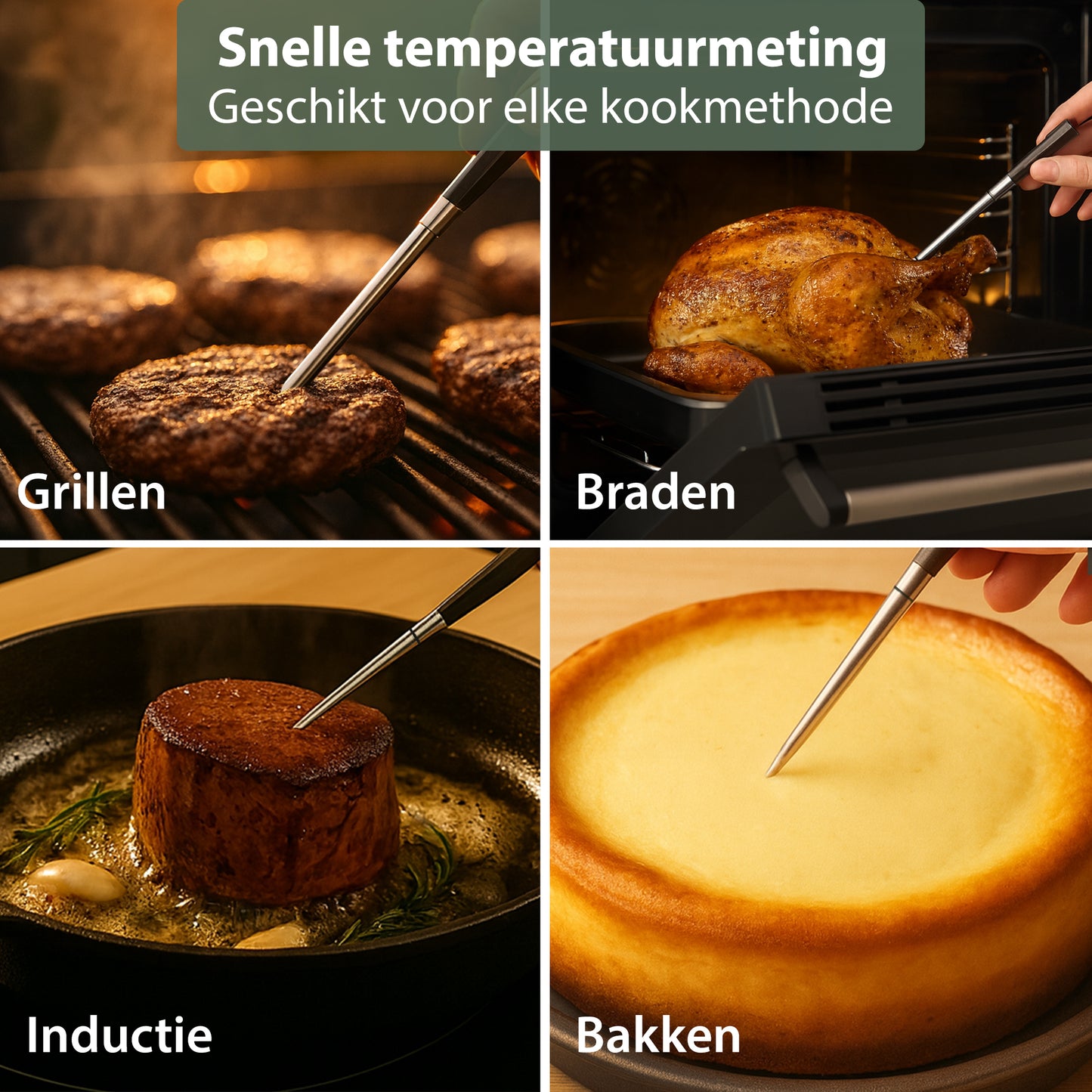 Chefino Draadloze Vleesthermometer – Bluetooth – App – 250m Bereik