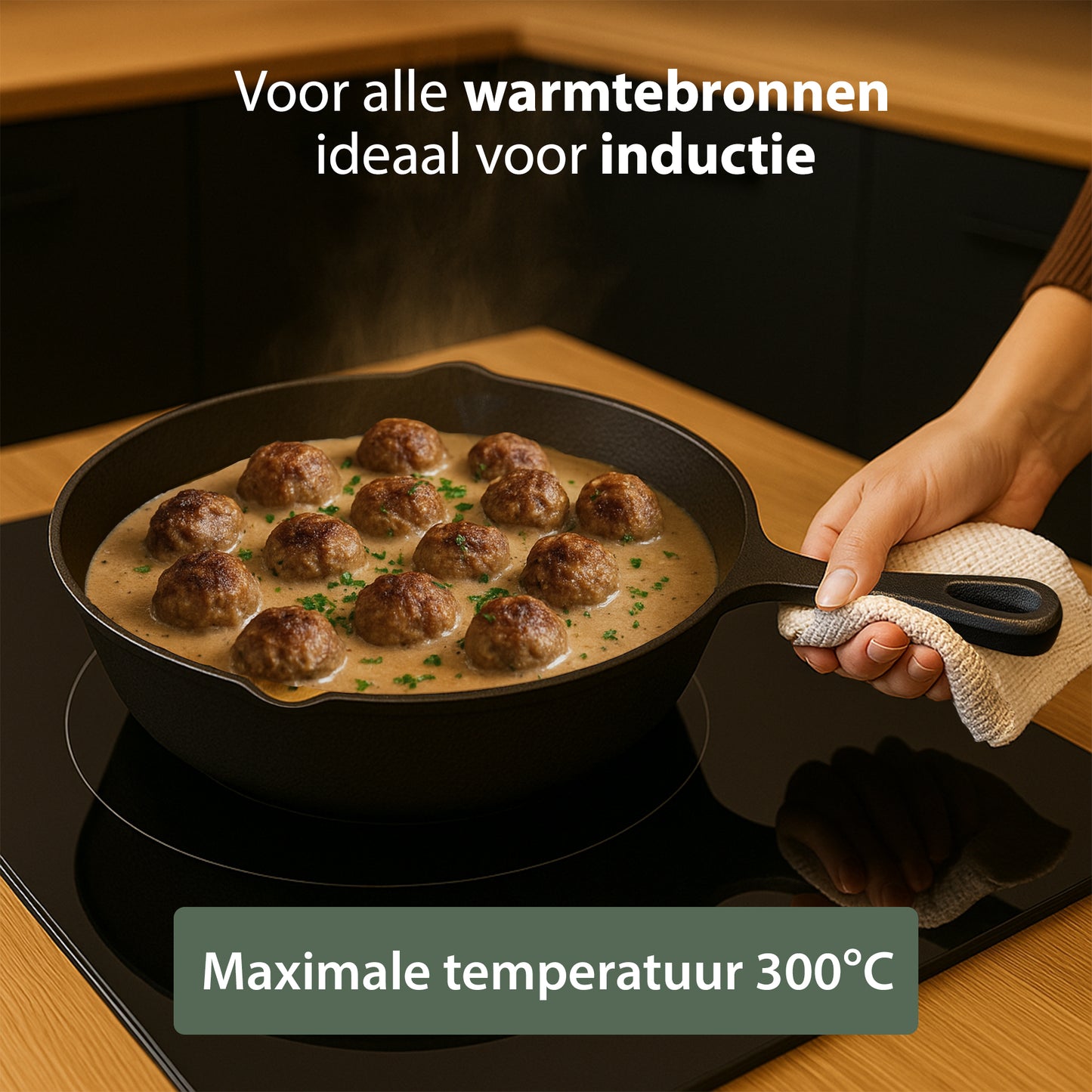 Chefino Gietijzeren Pannenset 3-delig – Skillet Set – Inductie & Oven