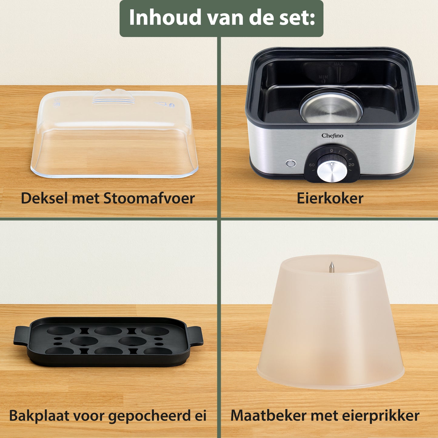 Chefino Eierkoker 8 Eieren – Elektrisch – RVS – Automatische Uitschakeling