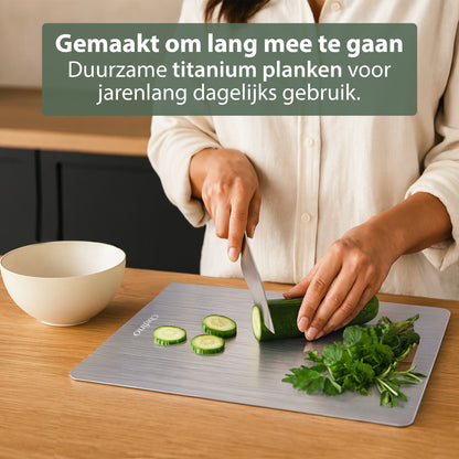 Chefino Titanium Snijplanken Set 3-delig – Antibacterieel & Krasvast