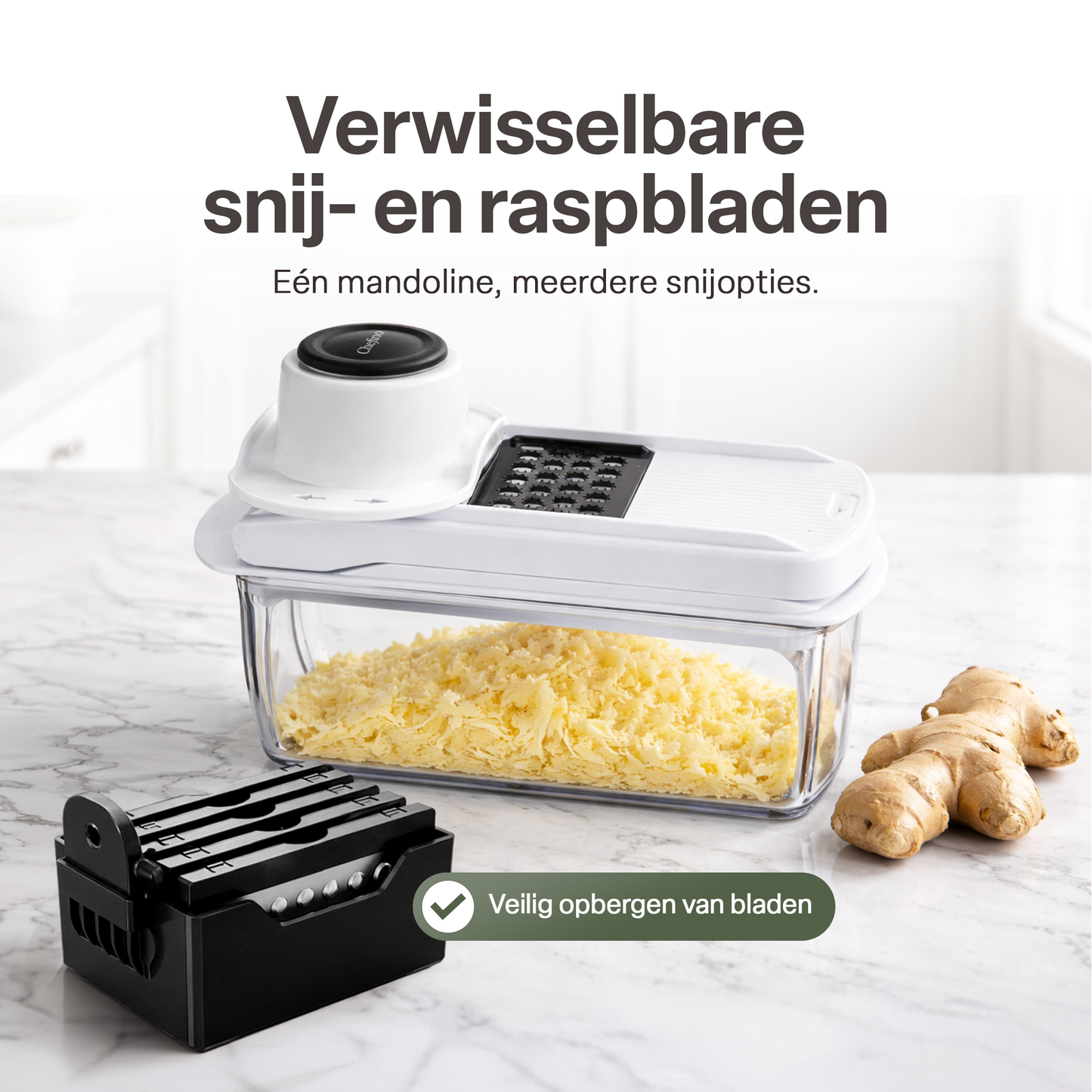 Chefino Squalo Groentesnijder Set – 8 RVS Messen – Met Opvangbak