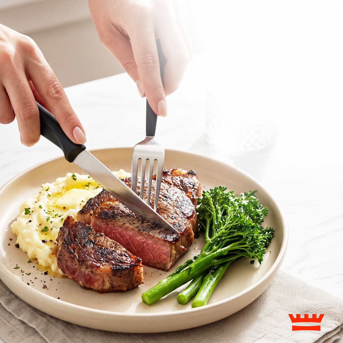 Chefino Tafelmessen Set 6 Stuks – Gekarteld RVS – Steakmessen – Zwart