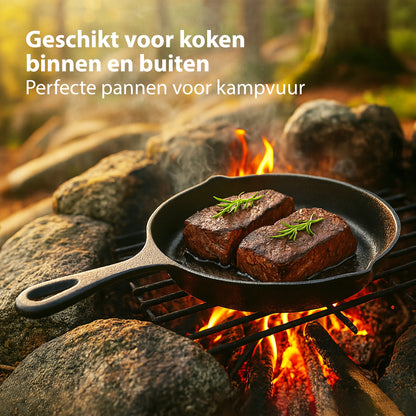 Chefino Gietijzeren Pannenset 3-delig – Skillet Set – Inductie & Oven
