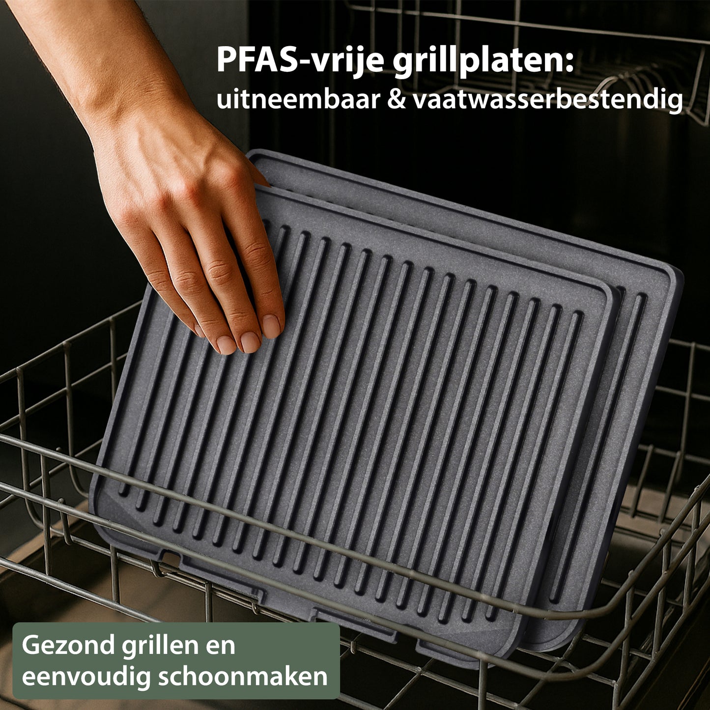 Chefino Contactgrill XL 2000W – PFAS-vrij – Uitneembare Platen – 180°