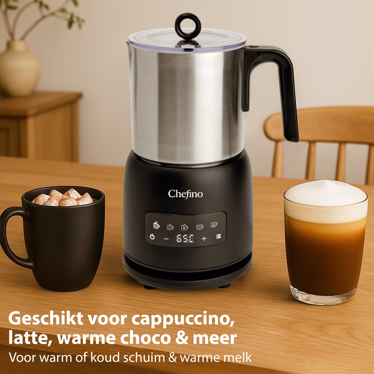 Chefino Melkopschuimer 4-in-1 – RVS – Vaatwasbestendig