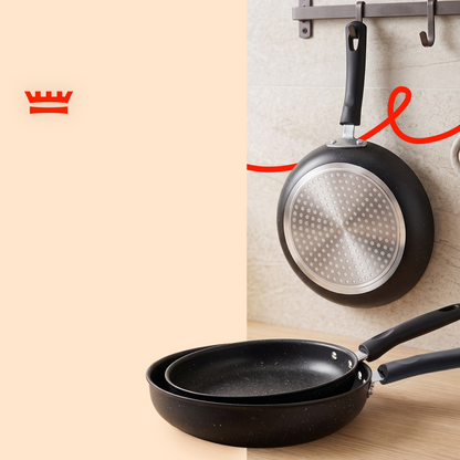 Chefino Koekenpannenset 3-delig – 20, 24 & 28 cm – PFAS-vrij – Antiaanbak