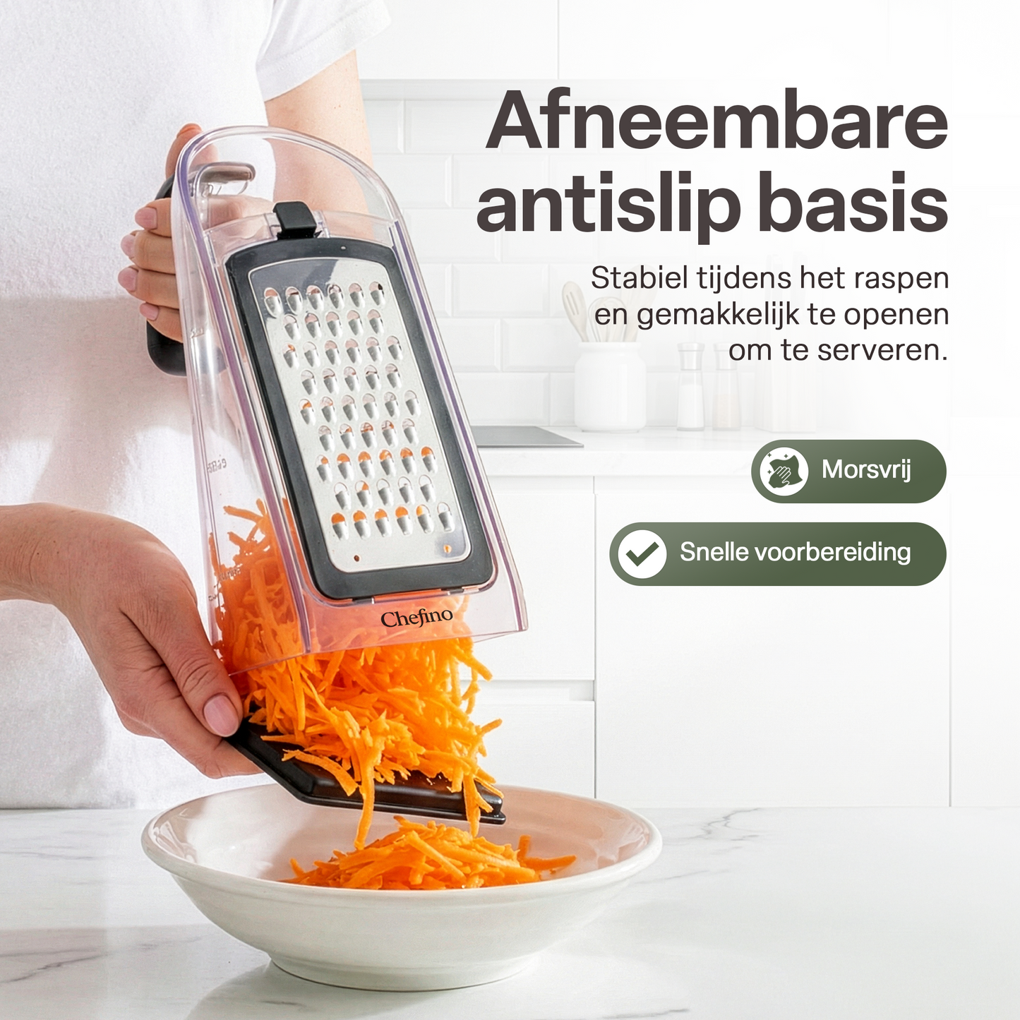 Chefino Fineza Kaasrasp RVS – Met Opvangbak – 3 Raspbladen