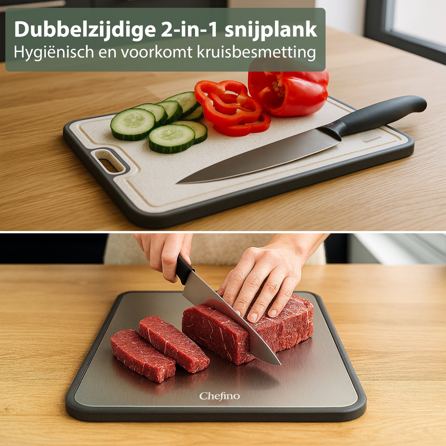 Chefino Titanium Cutting Board 38x26 cm – Double-Sided & Hygienic