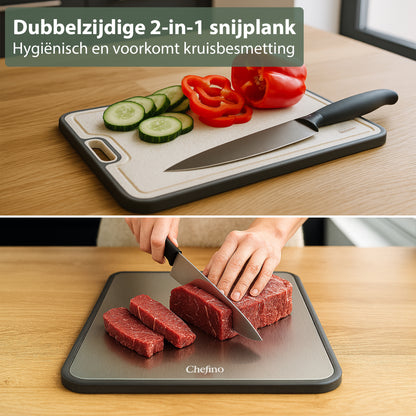 Chefino Titanium Cutting Board 38x26 cm – Double-Sided & Hygienic