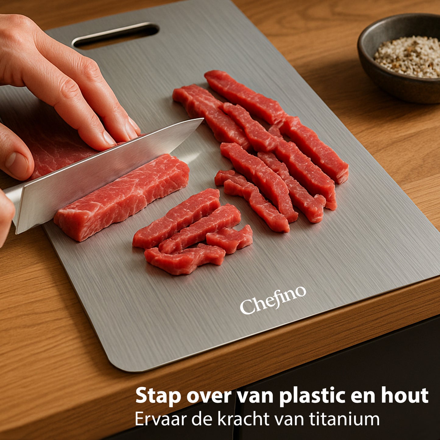Chefino Titanium Snijplanken Set 3-delig – Antibacterieel & Krasvast