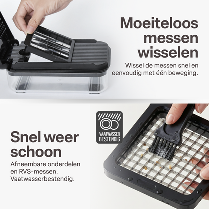 Chefino Trito Groentesnijder Set – 750 ml – 5 RVS Messen – Opvangbak