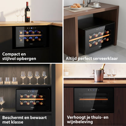 Chefino Wijnkoelkast 8 Flessen – 5-18°C – Compacte Wijnklimaatkast – Zwart