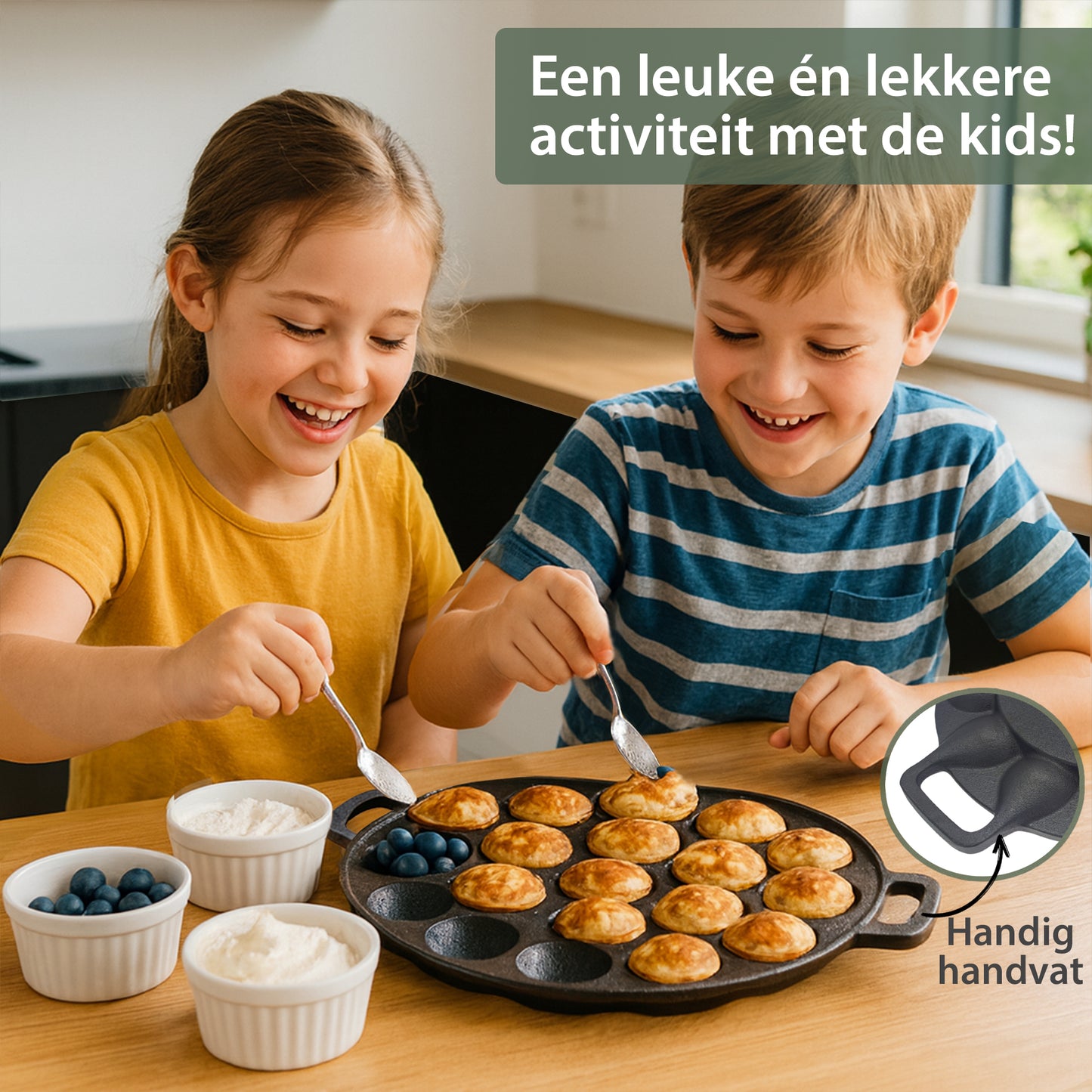 Chefino Poffertjespan Gietijzer 24 cm – 19 Poffertjes – Inductie & Oven