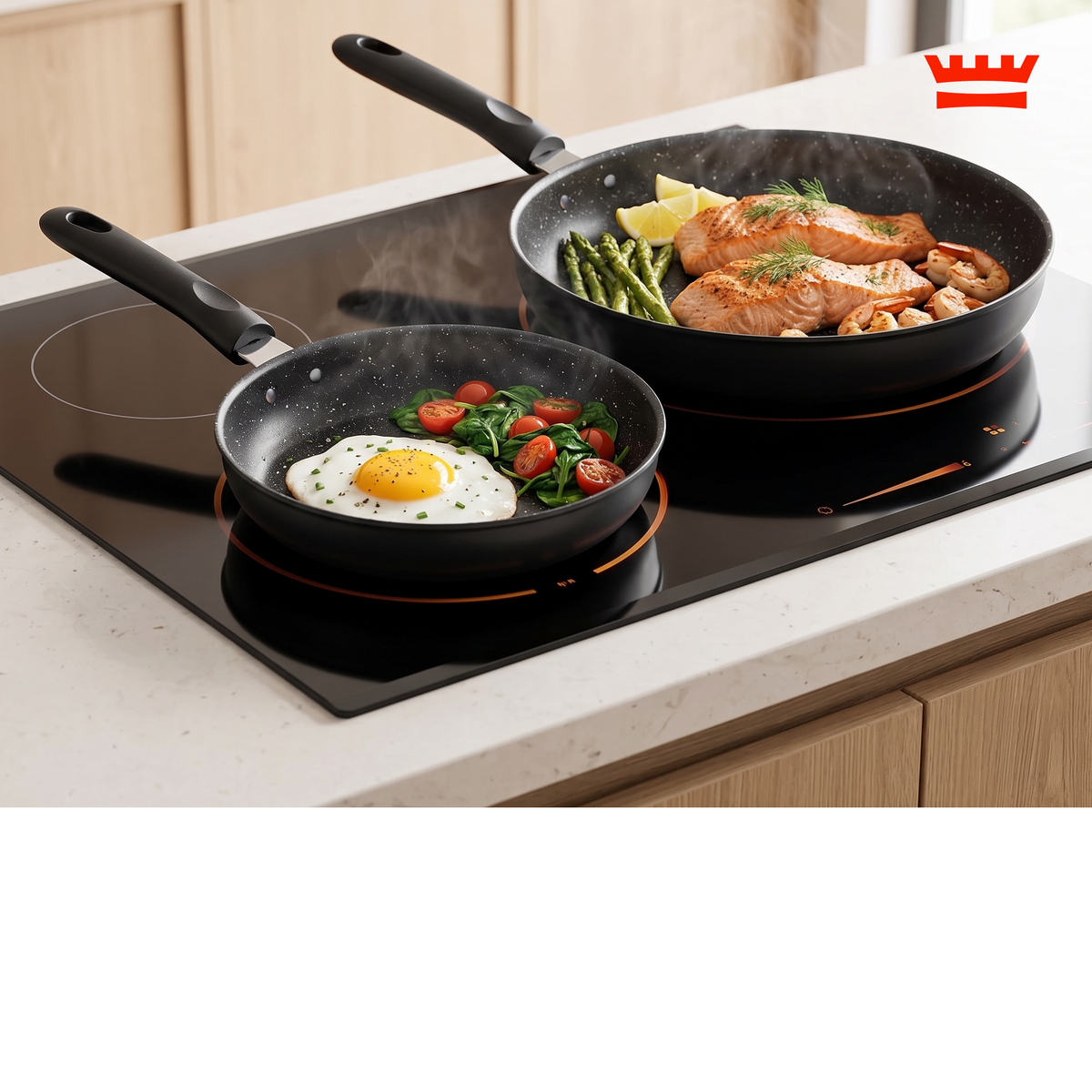 Chefino Koekenpannenset 3-delig – 20, 24 & 28 cm – PFAS-vrij – Antiaanbak