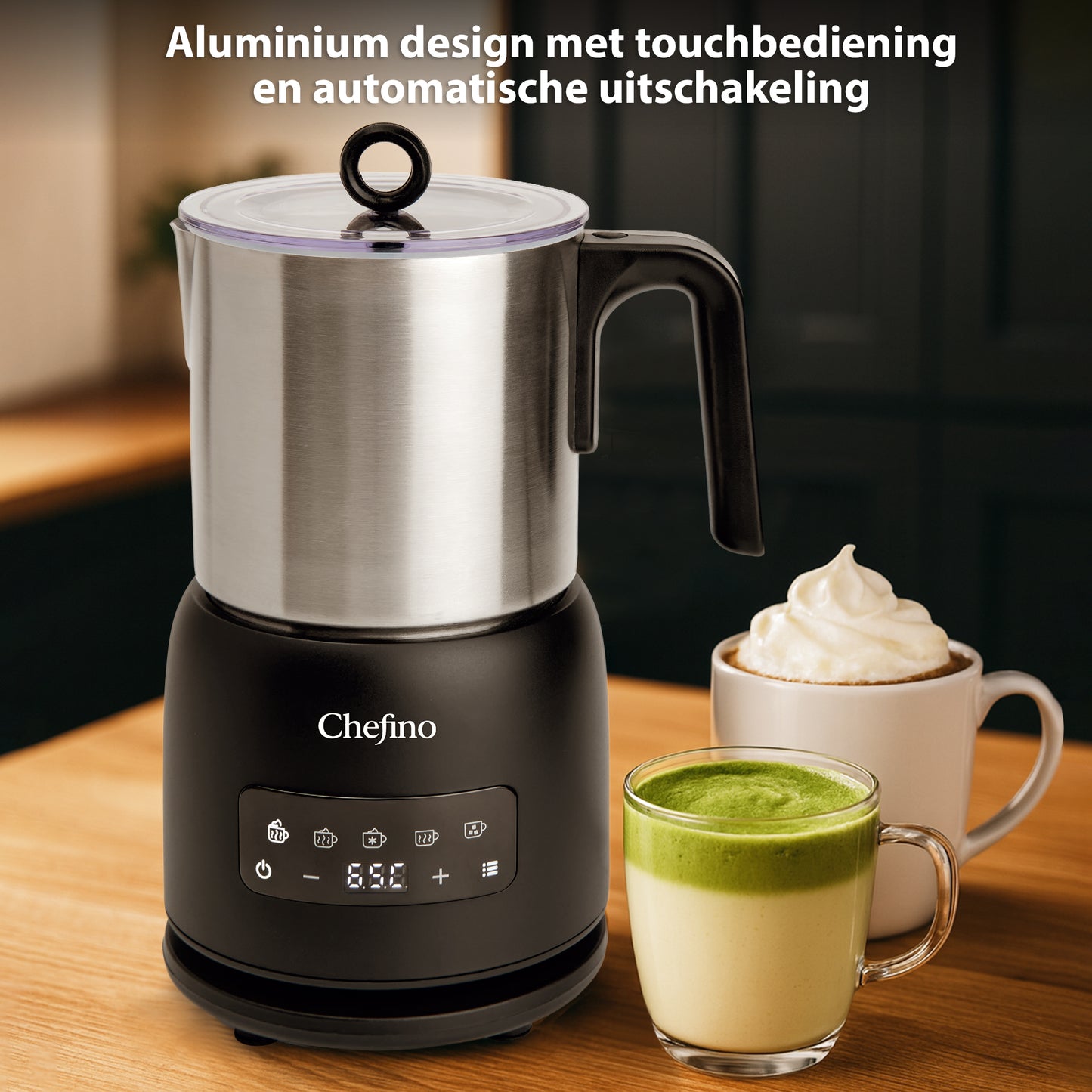 Chefino Melkopschuimer 4-in-1 – RVS – Vaatwasbestendig