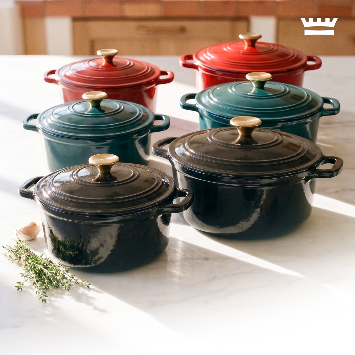 Chefino Gietijzeren Braadpan 26 cm Groen – 5,7 L – Geëmailleerd – Inductie