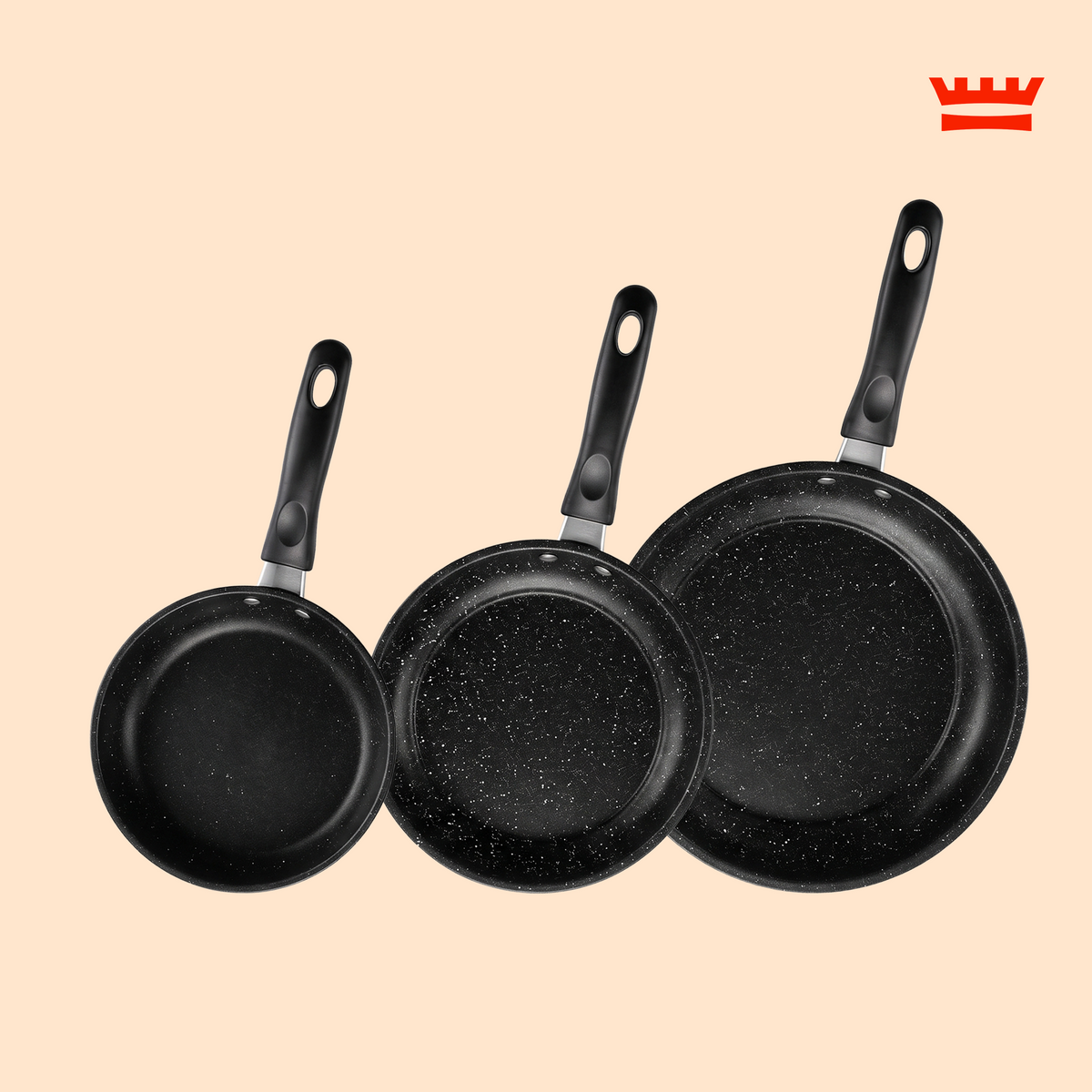 Chefino Koekenpannenset 3-delig – 20, 24 & 28 cm – PFAS-vrij – Antiaanbak