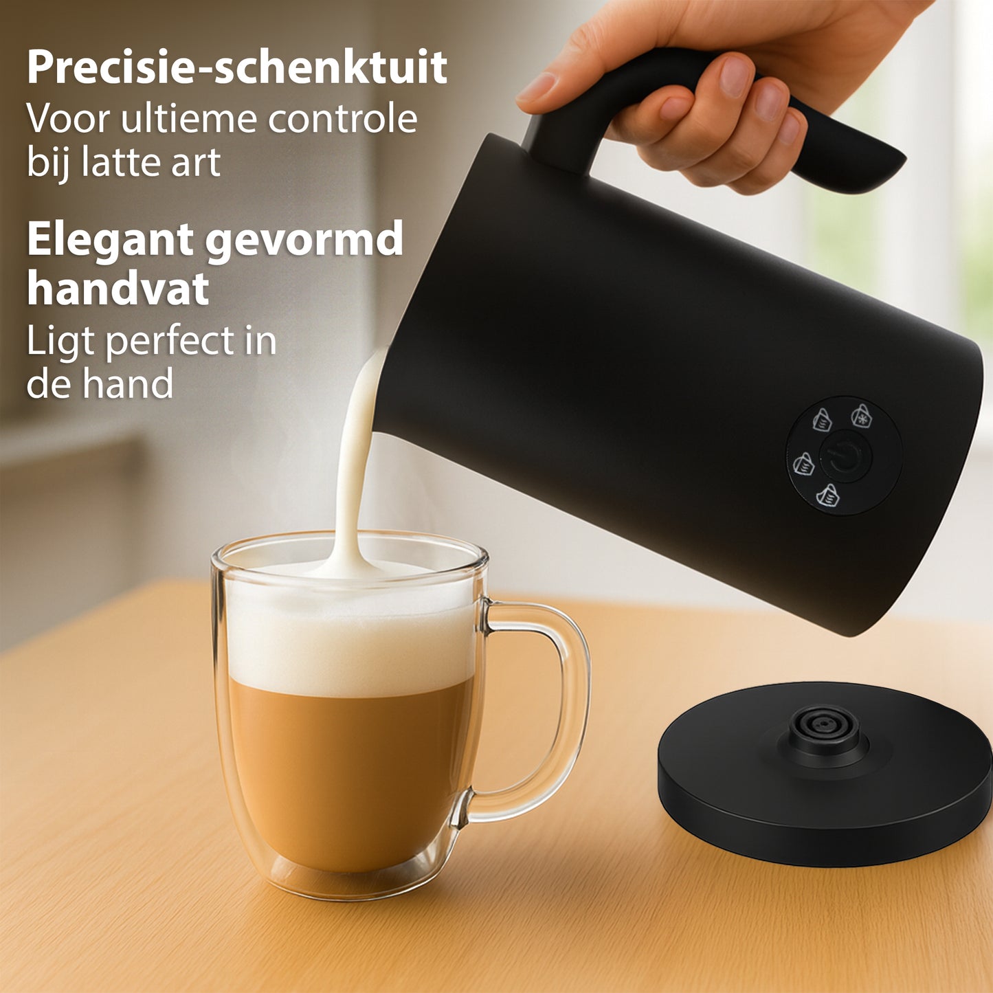 Chefino Melkopschuimer Elektrisch – 4 Programma’s – Zwart