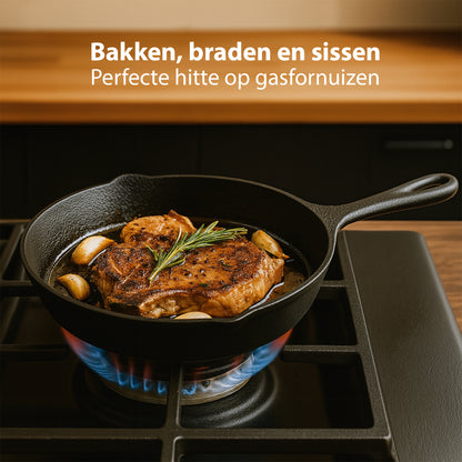 Chefino Gietijzeren Pannenset 3-delig – Skillet Set – Inductie & Oven