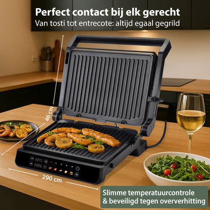 Chefino Contactgrill XL 2000W – PFAS-vrij – Uitneembare Platen – 180°