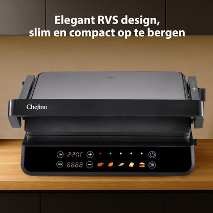 Chefino Contactgrill XL 2000W – PFAS-vrij – Uitneembare Platen – 180°