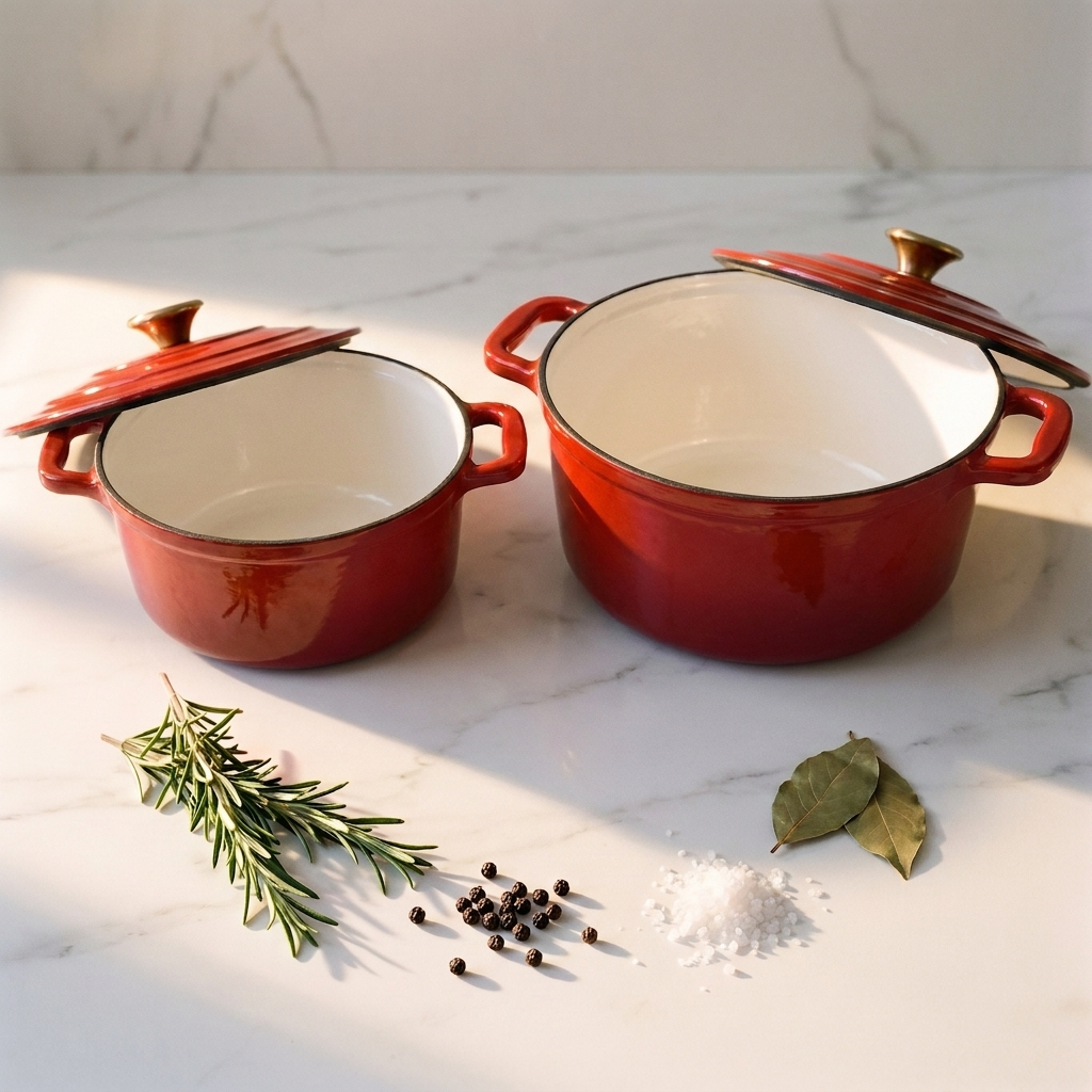 Chefino Gietijzeren Braadpan 24 cm Rood – 4,5 L – Geëmailleerd – Inductie