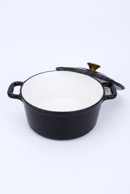 Chefino Gietijzeren Braadpan 24 cm Zwart – 4,5 L – Geëmailleerd – Inductie