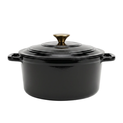 Chefino Gietijzeren Braadpan 26 cm Zwart – 5,7 L – Geëmailleerd – Inductie
