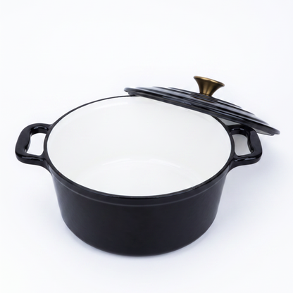 Chefino Gietijzeren Braadpan 26 cm Zwart – 5,7 L – Geëmailleerd – Inductie