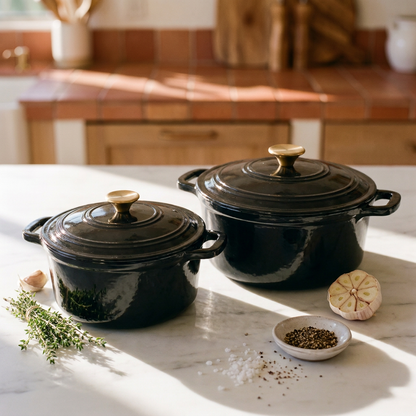 Chefino Gietijzeren Braadpan 26 cm Zwart – 5,7 L – Geëmailleerd – Inductie