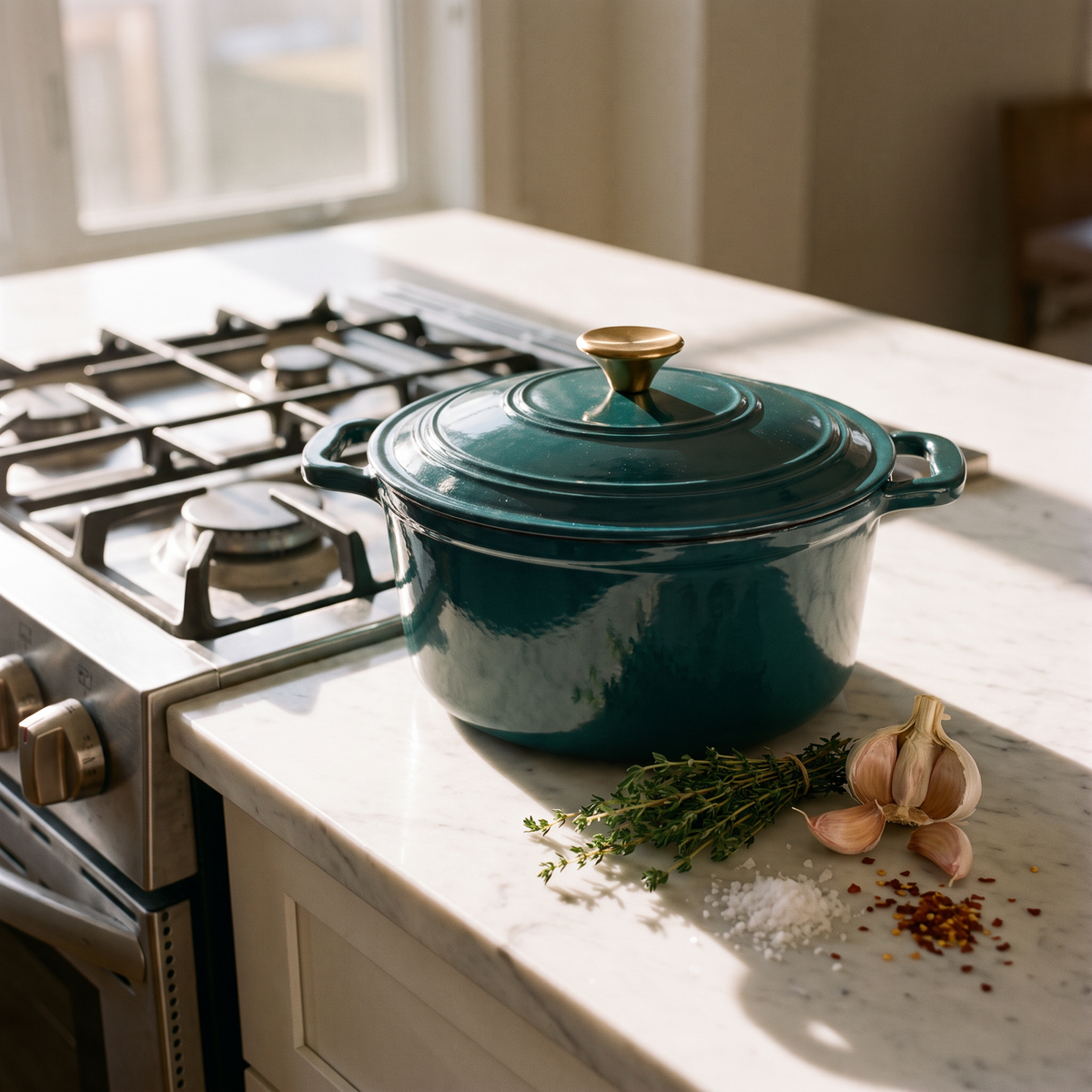 Chefino Gietijzeren Braadpan 24 cm Groen – 4,5 L – Geëmailleerd – Inductie